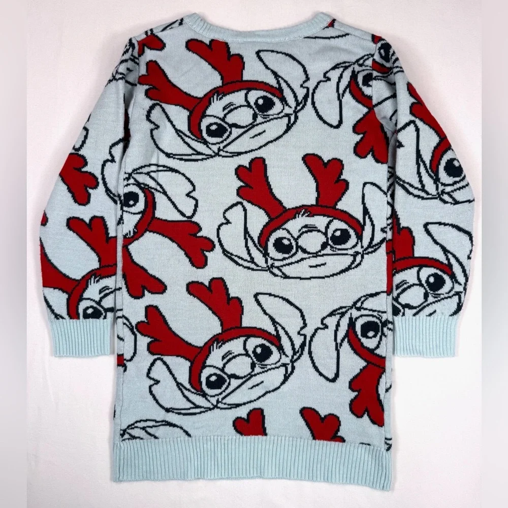DISNEY LILO & Stitch Girls’ Stitch Printed‎ Knit Sweater Dress Christmas 6/6X